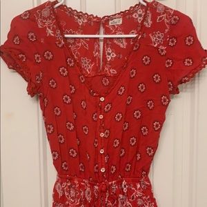 Red paisley romper